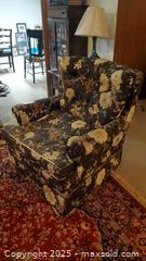 MaxSold Auction: Tufted Wing-Style Upholstered Armchair with Floral Fabric C - Ottawa (Ontario, Canada) PARTNER MANAGED Downsizing Online Auction - Garfield Avenue