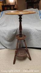 MaxSold Auction: Turned Hardwood Two-Tier Tripod Plant/Occasional Stand B - Ottawa (Ontario, Canada) PARTNER MANAGED Downsizing Online Auction - Garfield Avenue