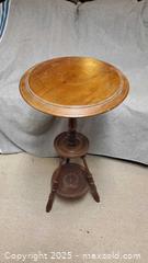 MaxSold Auction: Turned Hardwood Two-Tier Tripod Plant/Occasional Stand B - Ottawa (Ontario, Canada) PARTNER MANAGED Downsizing Online Auction - Garfield Avenue