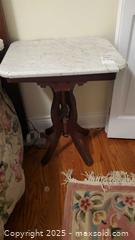 MaxSold Auction: Victorian-Style Marble-Top Pedestal Accent Table B - Ottawa (Ontario, Canada) PARTNER MANAGED Downsizing Online Auction - Garfield Avenue