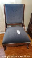 MaxSold Auction: Victorian-style Upholstered Side/Parlor Chair, Blue-Gray Velvet A - Ottawa (Ontario, Canada) PARTNER MANAGED Downsizing Online Auction - Garfield Avenue