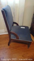 MaxSold Auction: Victorian-style Upholstered Side/Parlor Chair, Blue-Gray Velvet A - Ottawa (Ontario, Canada) PARTNER MANAGED Downsizing Online Auction - Garfield Avenue