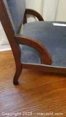 MaxSold Auction: Victorian-style Upholstered Side/Parlor Chair, Blue-Gray Velvet A - Ottawa (Ontario, Canada) PARTNER MANAGED Downsizing Online Auction - Garfield Avenue