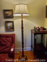 MaxSold Auction: Vintage Barley-Twist Floor Lamp with Floral Inlay and Shade A - Ottawa (Ontario, Canada) PARTNER MANAGED Downsizing Online Auction - Garfield Avenue