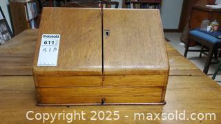 MaxSold Auction: Vintage Solid Wood Fold-Out Desktop Letter/Organizer Box A - Ottawa (Ontario, Canada) PARTNER MANAGED Downsizing Online Auction - Garfield Avenue