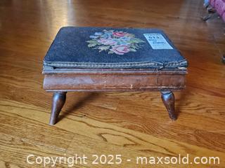 MaxSold Auction: Vintage Wooden Footstool with Lift-Top Storage A - Ottawa (Ontario, Canada) PARTNER MANAGED Downsizing Online Auction - Garfield Avenue