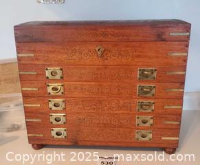 MaxSold Auction: Wooden Jewelry Chest , 5 Drawers, Brass Hardware A - Ottawa (Ontario, Canada) PARTNER MANAGED Downsizing Online Auction - Garfield Avenue