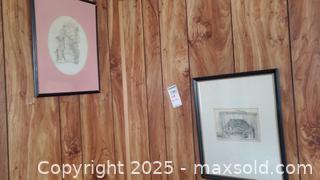 MaxSold Auction: Framed Pen & Ink Sketches of Rural Houses, 2 Pieces - Ottawa (Ontario, Canada) PARTNER MANAGED Downsizing Online Auction - Garfield Avenue
