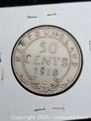 MaxSold Auction: Two Silver Newfoundland 50 Cent Coins, 1917 and 1918 - Burnside (British Columbia, Canada) PARTNER MANAGED Estate Sale Online Auction - Hillside Avenue