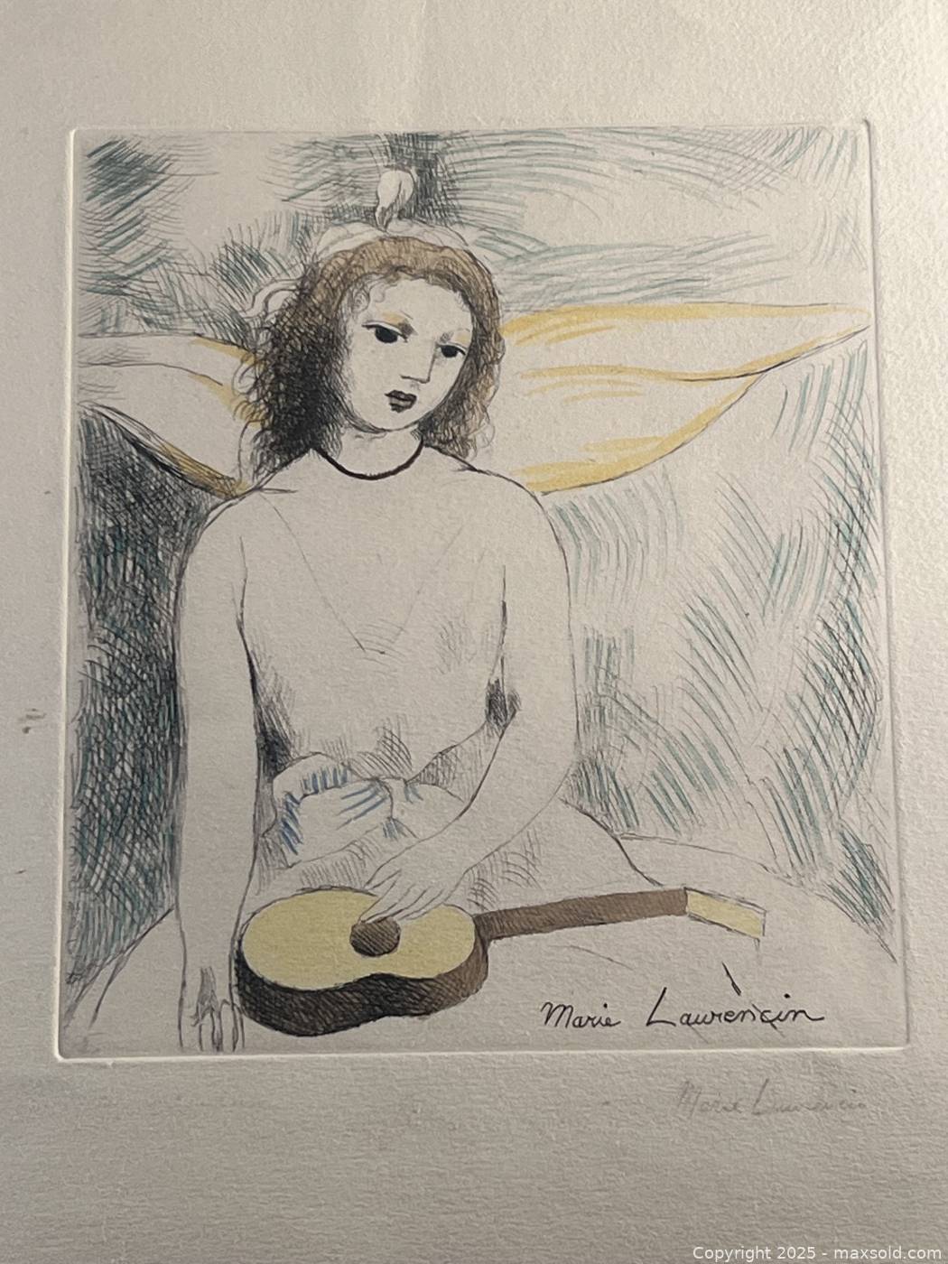 Marie Laurencin、FEMME A GUITARE Buy Museum Art Reproductions Femme à la guitare (1940) by