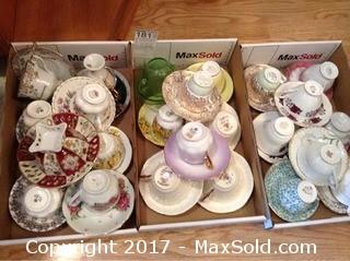 3 Trays Cups And Saucers