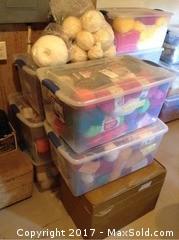 6 Totes Of Knitting Wool And Some Loose Wool