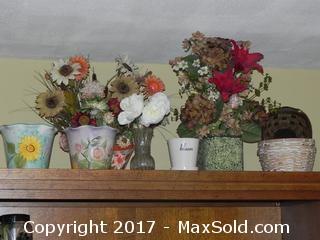 Faux Florals, Ceramic Planters And Baskets - A